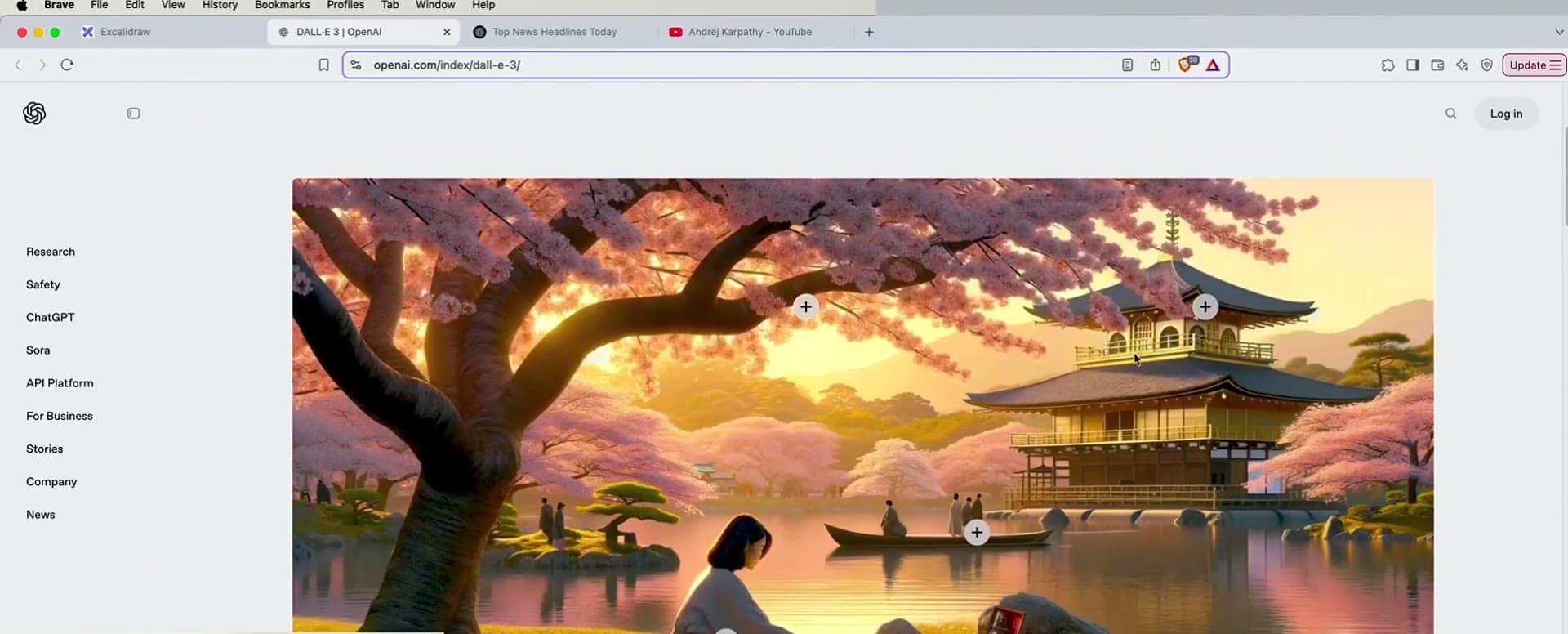 A generated illustration of a serene cherry-blossom scene
